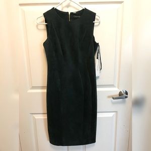Calvin Klein dark green suede dress